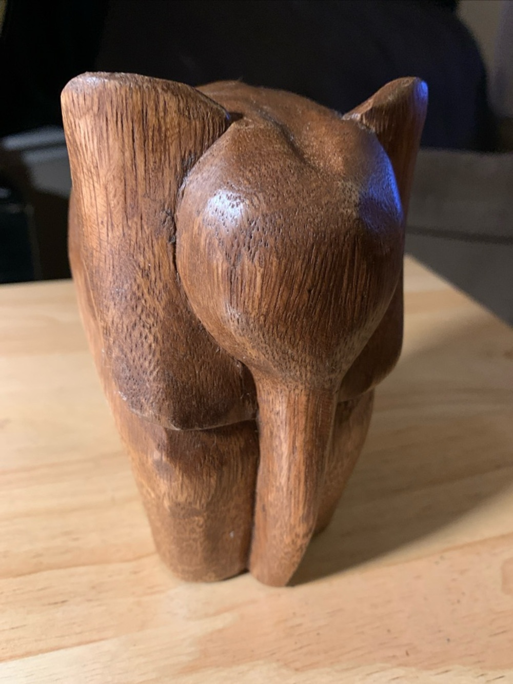 Vintage Wood African Elephant Figurine Stylized Carved HD Designs